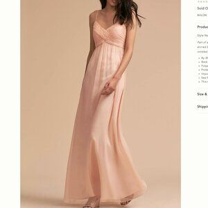 BHLDN Brigitte Blush Chiffon Maxi Dress Gown Peach Pink - Size M
